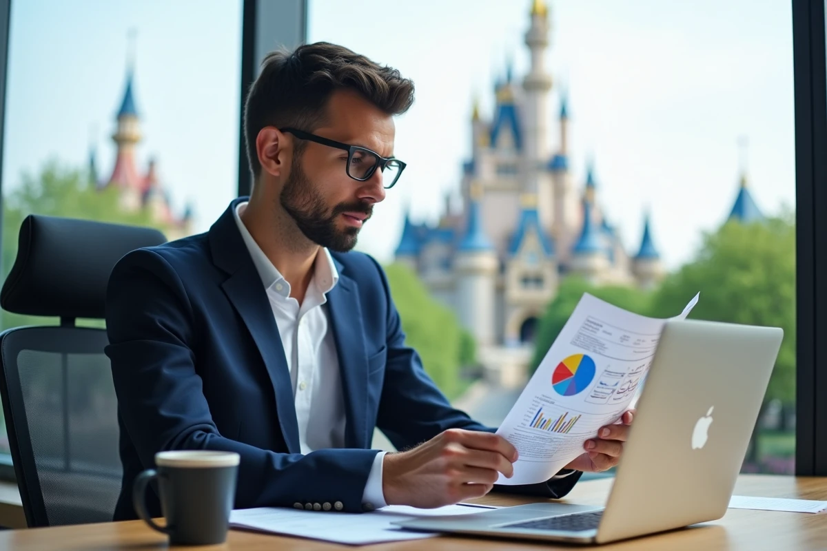 Analyste financier regardant un rapport dans un bureau moderne