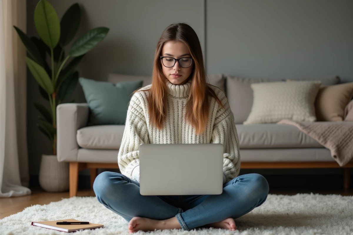 Femme vérifiant les étapes de dépannage Valorant chez elle